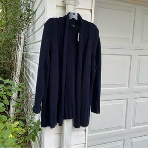 NWT Talbots Beautiful Thick Navy Shawl Collar Open Front Cardigan